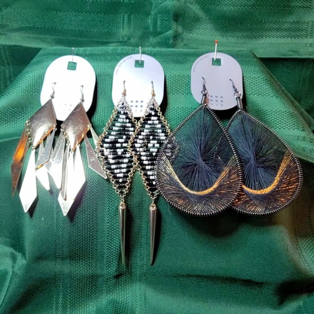 Three pairs of Click Six Dangle Earrings!